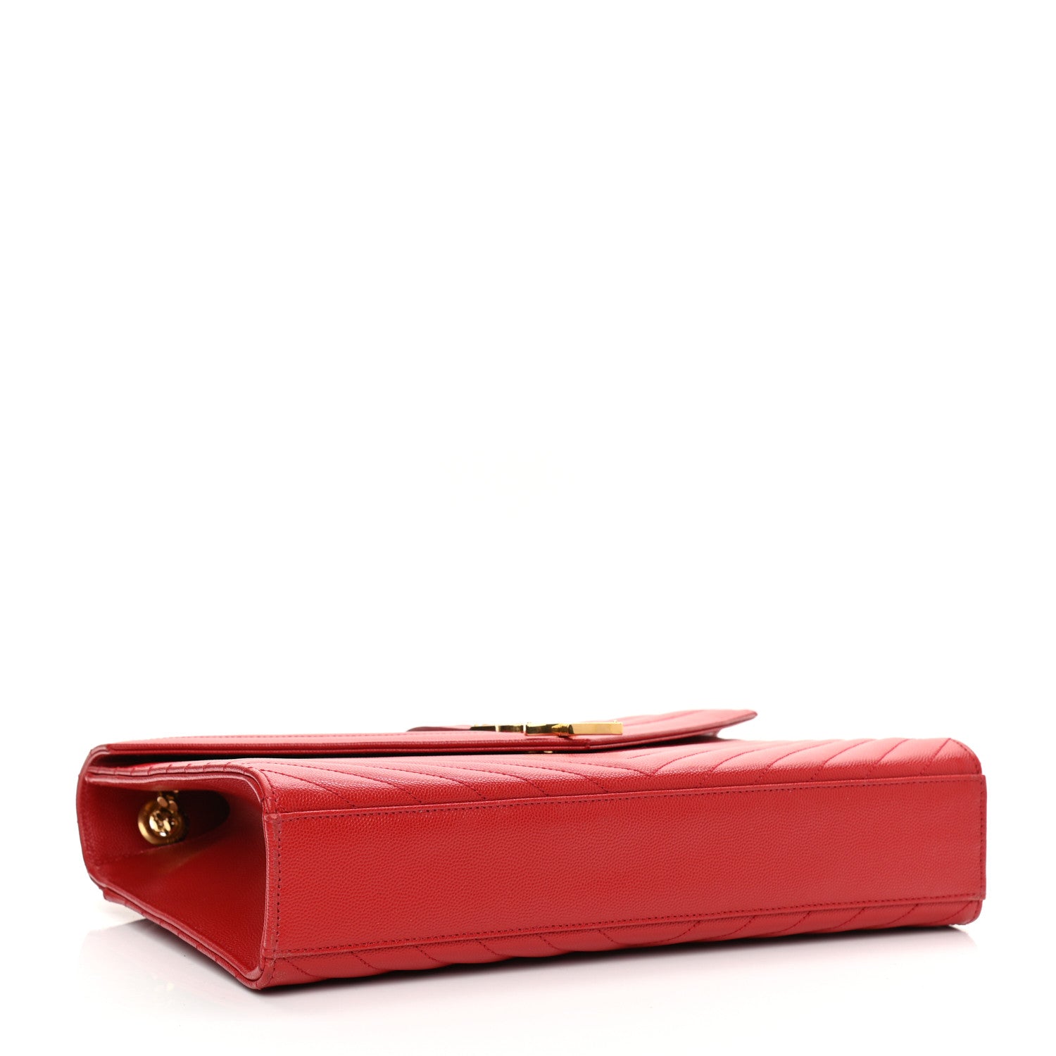 Saint Laurent Grain De Poudre Matelasse Chevron Large Monogram Satchel Lipstick Red 4 of 11