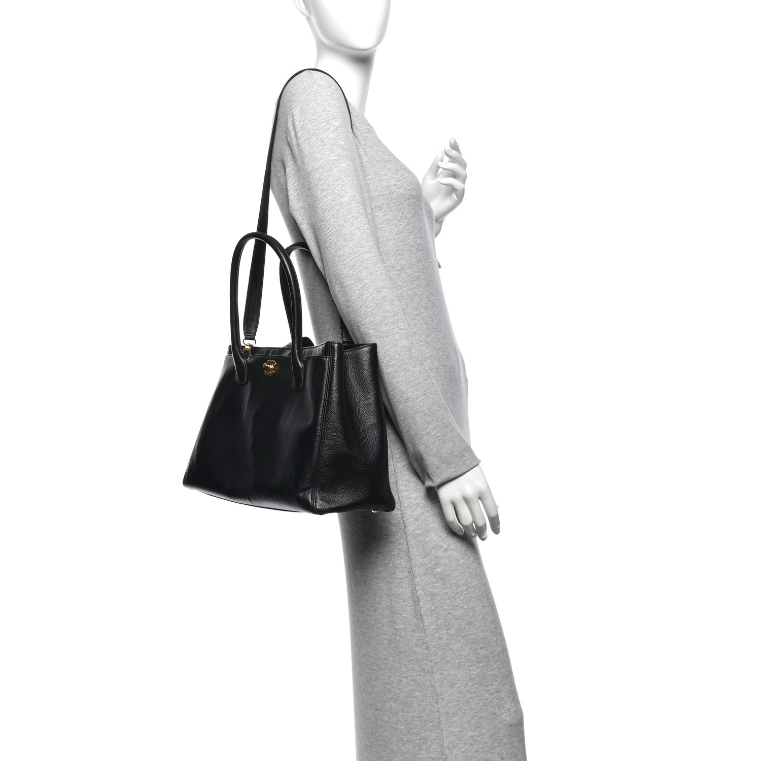 Chanel Calfskin Cerf Executive Shopper Tote Black 2 of 10