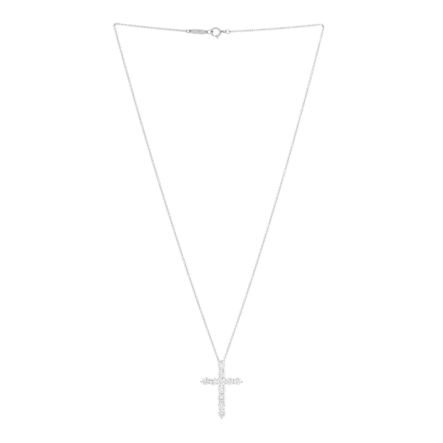 Platinum Diamond Large Cross Pendant Necklace