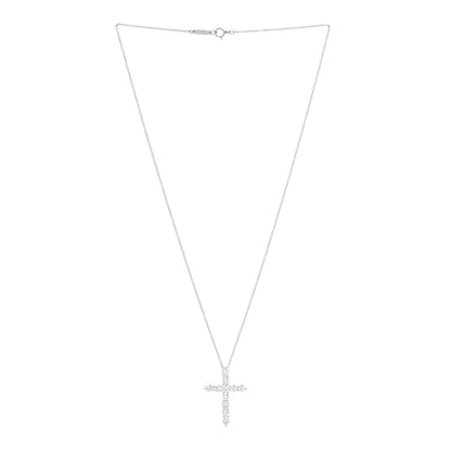 Tiffany Platinum Diamond Large Cross Pendant Necklace 2 of 6