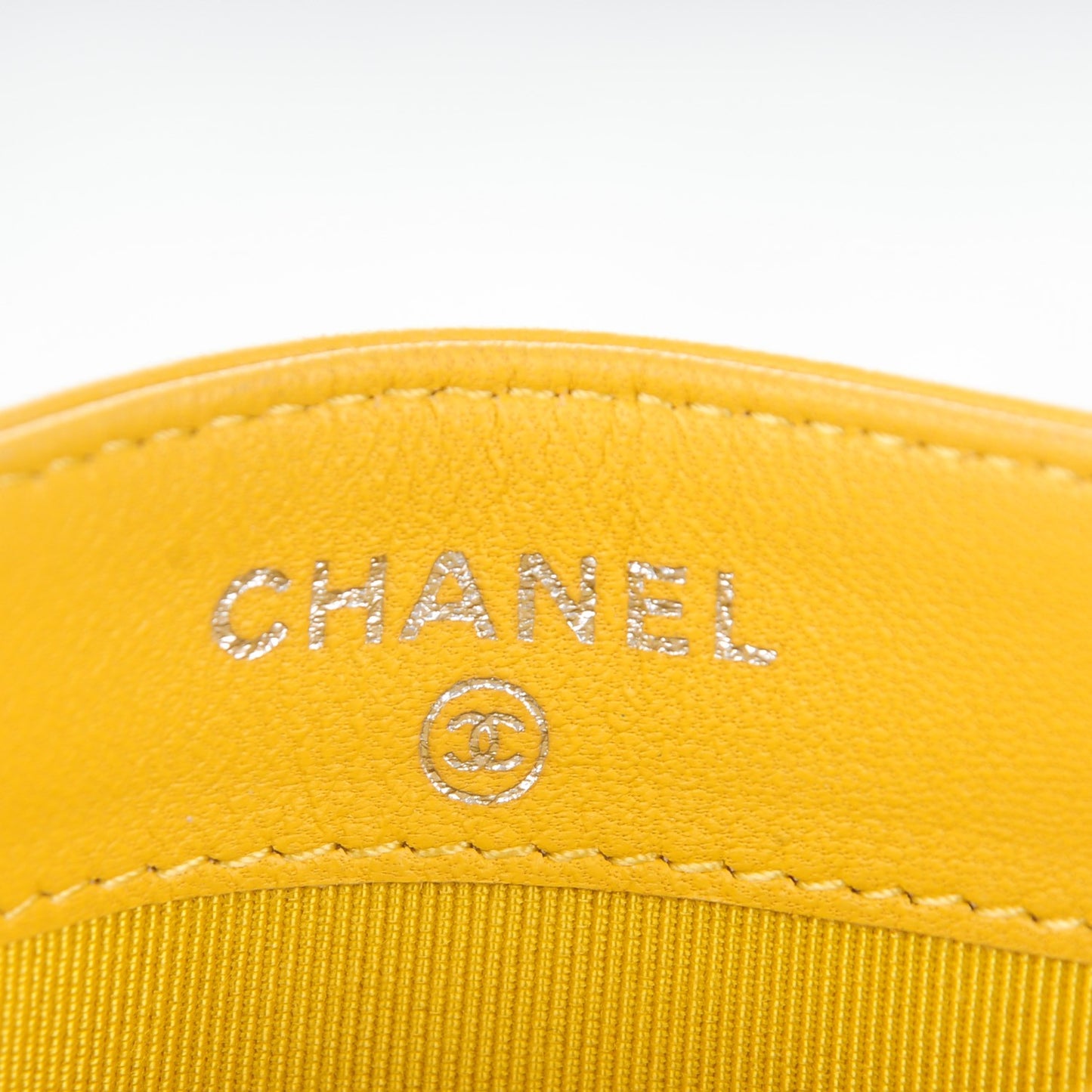 Lambskin Quilted Card Holder Yellow