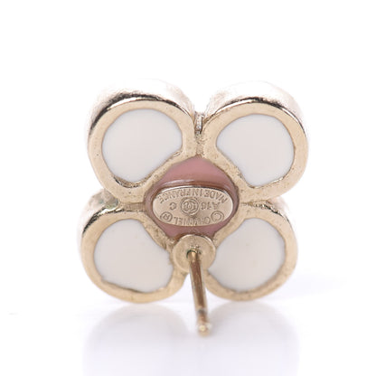 Chanel Enamel Flower CC Earrings Beige Pink 4 of 5