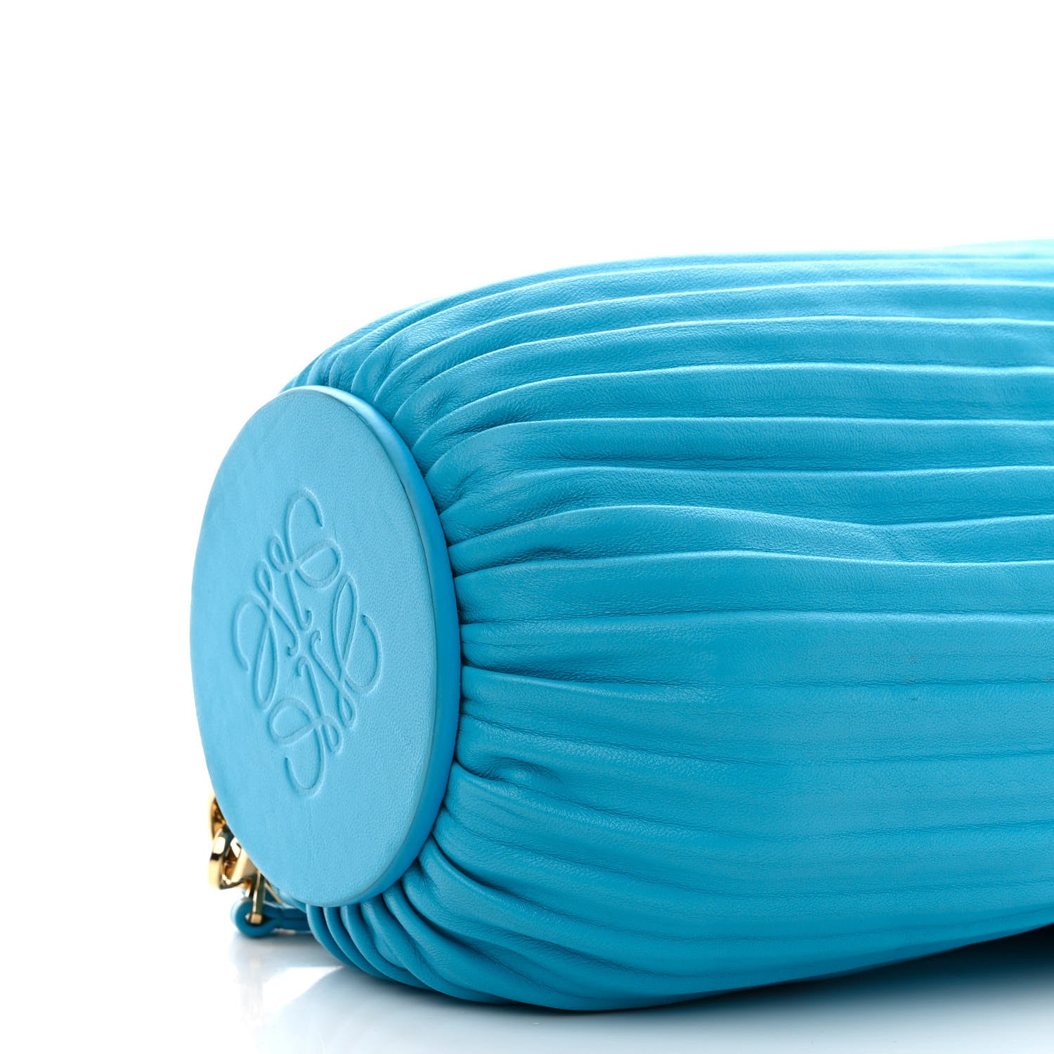 Loewe Lambskin Pleated Bracelet Pouch Shoulder Bag Turquoise 9 of 11