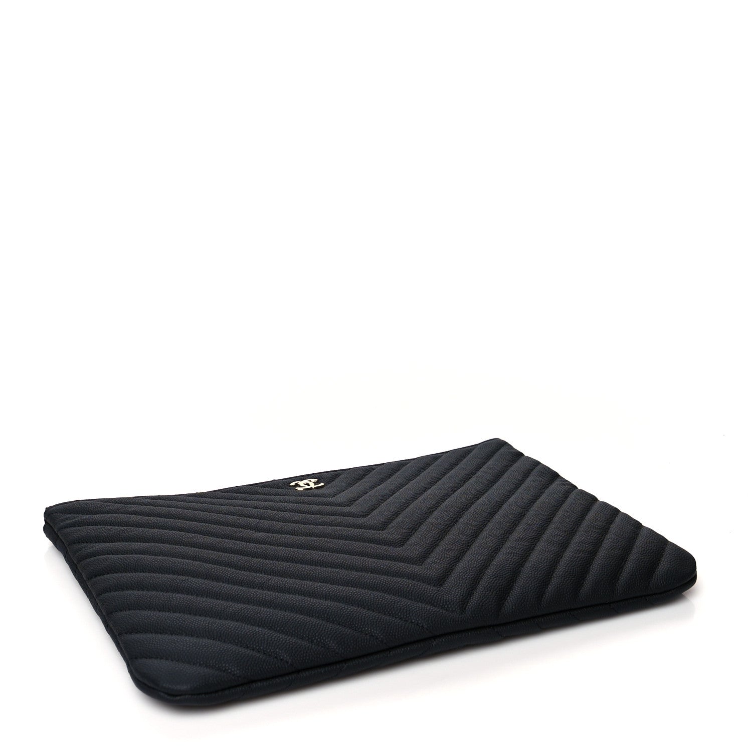 Chanel Caviar Chevron Quilted Medium Cosmetic Case Black 4 of 8