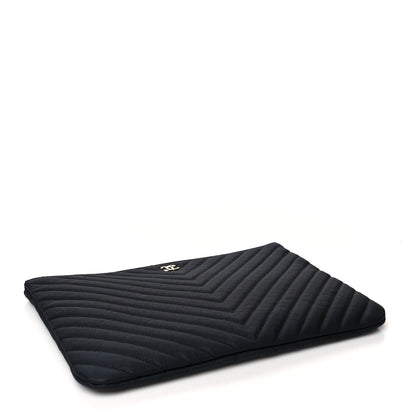 Chanel Caviar Chevron Quilted Medium Cosmetic Case Black 4 of 8