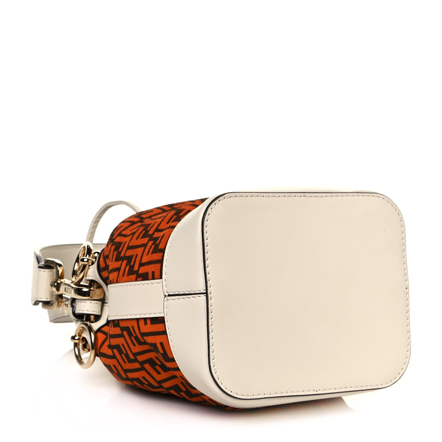 Fendi Suede Vitello King F is Fendi Micro FF Mini Mon Tresor Bucket Bag Arancio Marrone White Ice 4 of 13