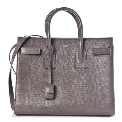 Saint Laurent Lizard Calfskin Embossed Small Sac De Jour Fog 1 of 9