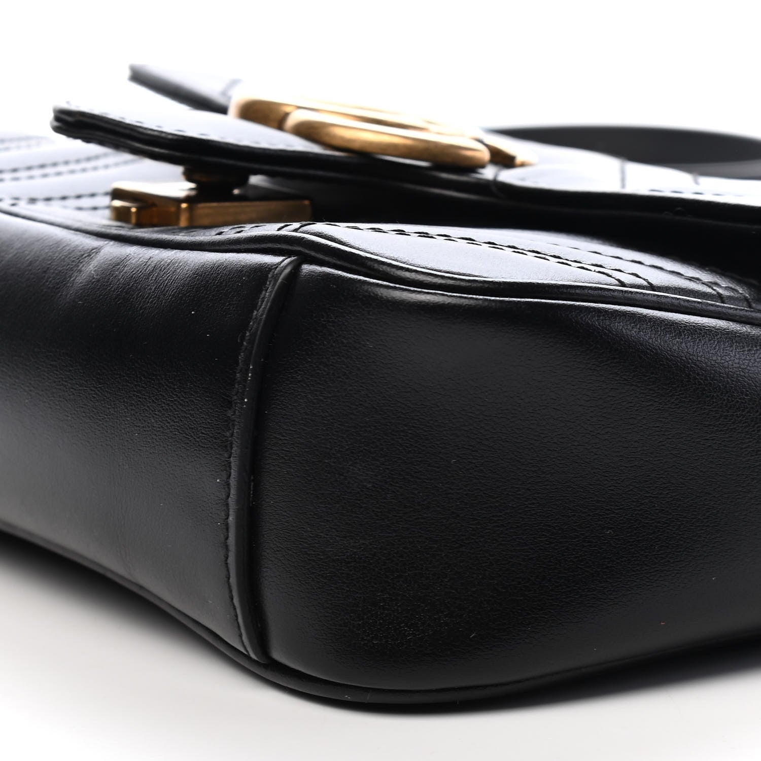 Gucci Calfskin Matelasse Mini GG Marmont Shoulder Bag Black 9 of 9