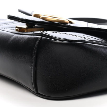 Gucci Calfskin Matelasse Mini GG Marmont Shoulder Bag Black 9 of 9