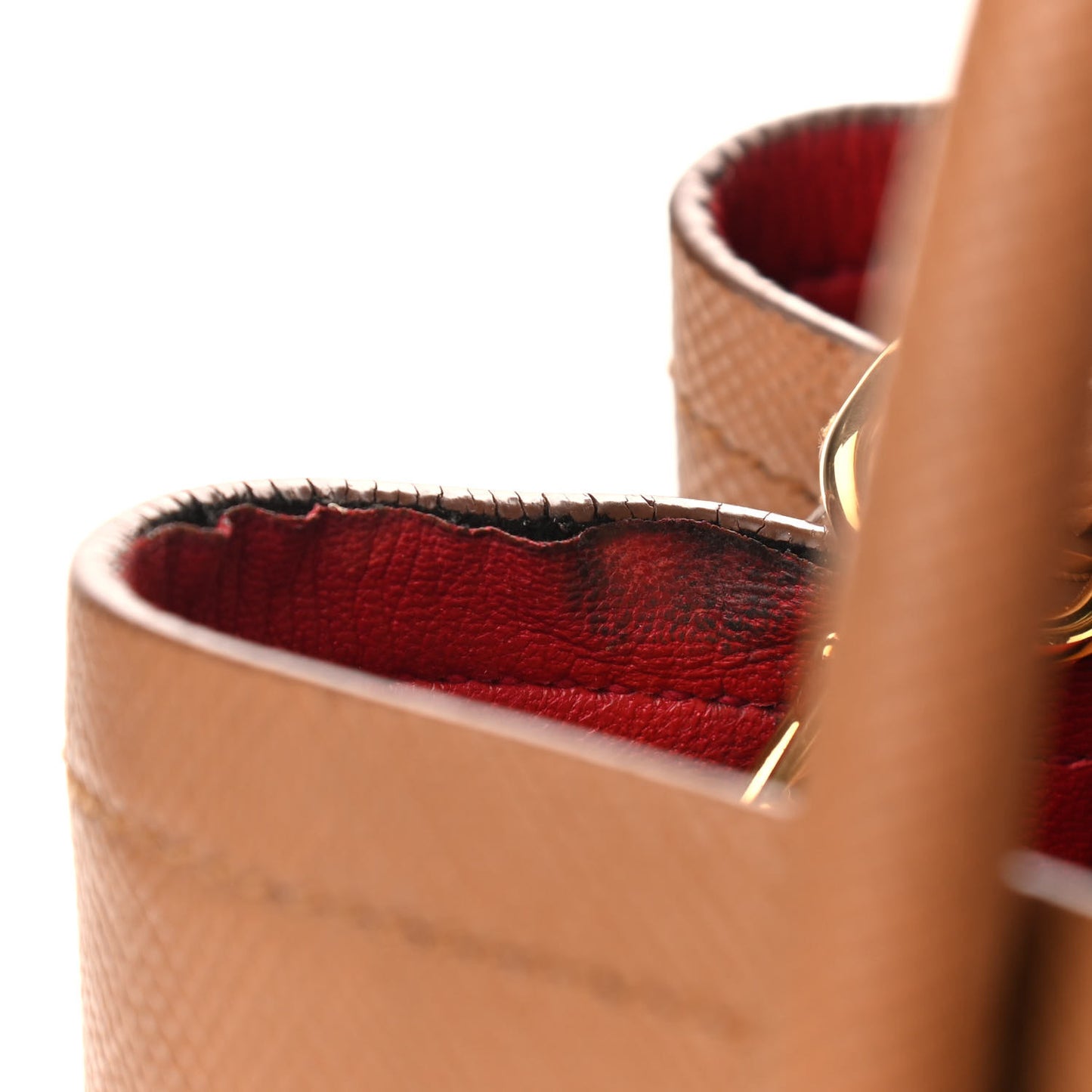 Saffiano Cuir Medium Double Bag Caramel Fuoco
