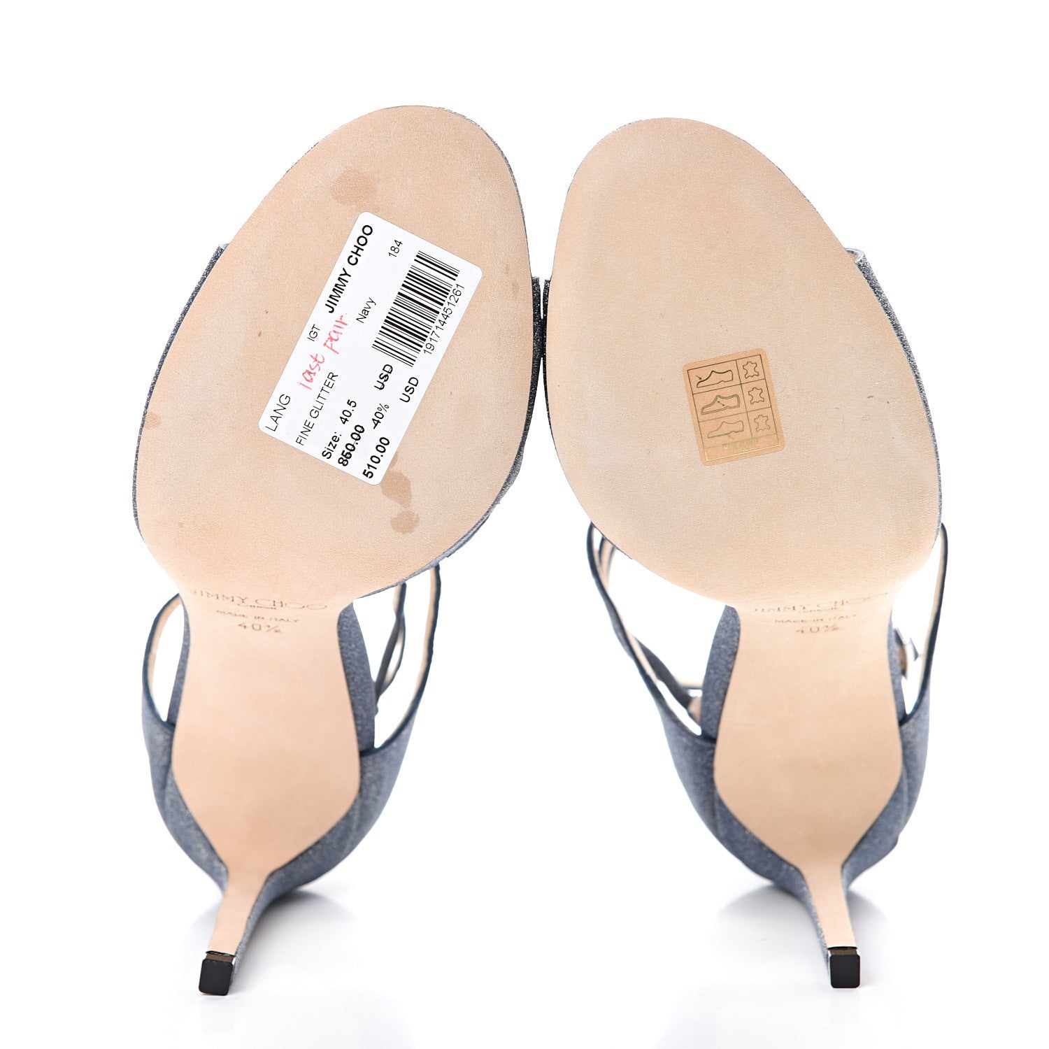 Jimmy Choo Glitter Lang Sandals 40.5 Navy 5 of 8