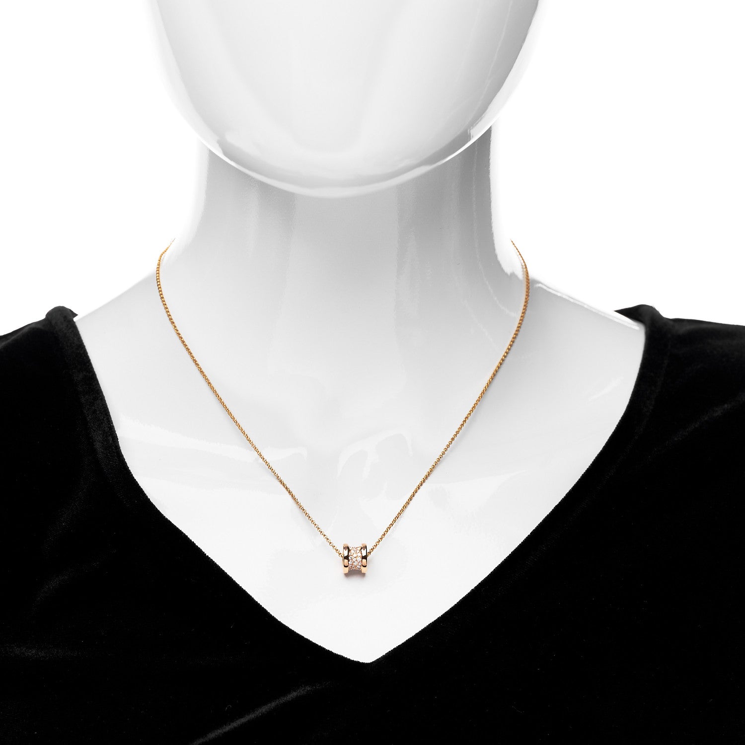 Bulgari 18K Rose Gold Diamond Small B.Zero1 Pave Pendant Necklace 2 of 6