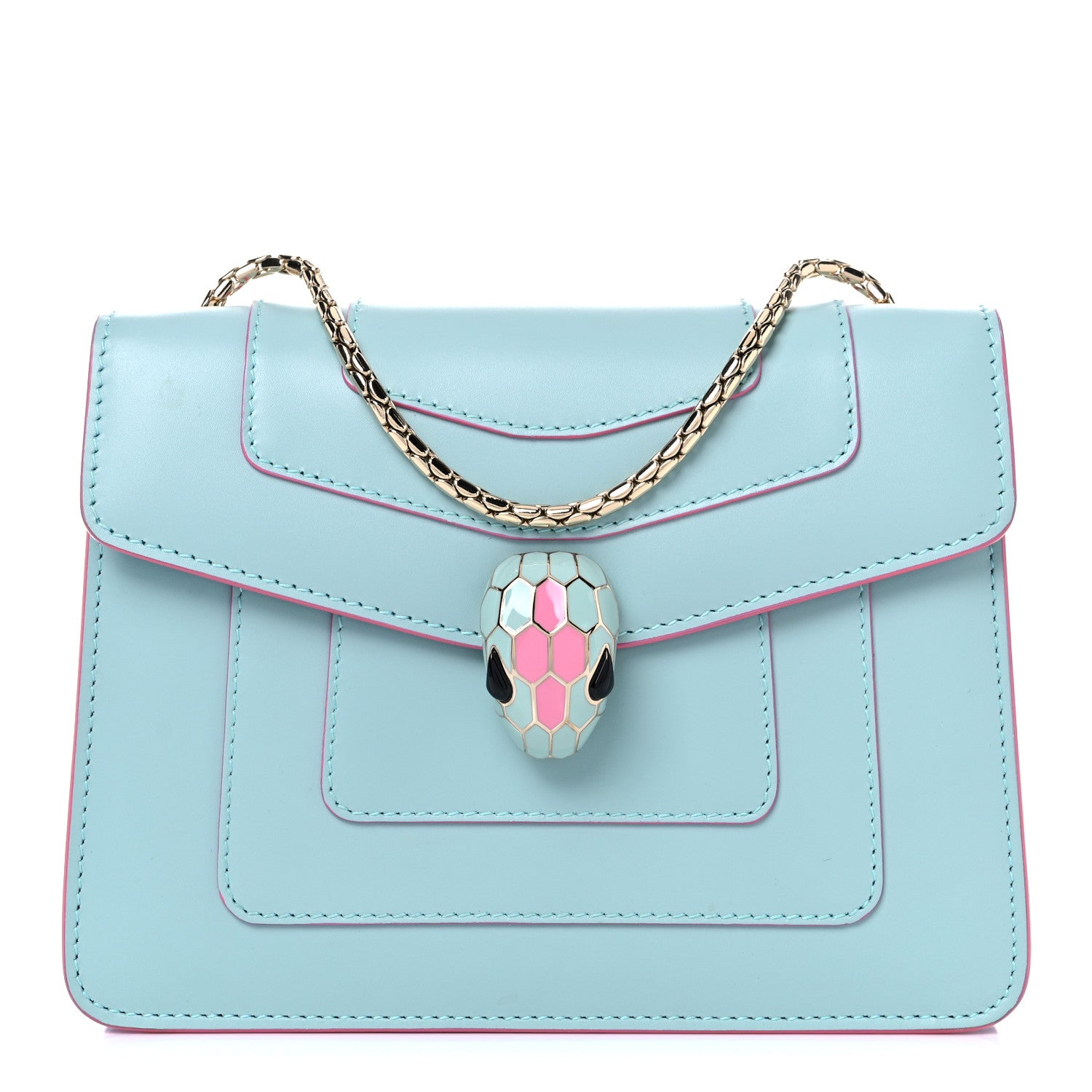 Bulgari Calfskin Serpenti Forever Crossbody Bag Light Blue 3 of 12