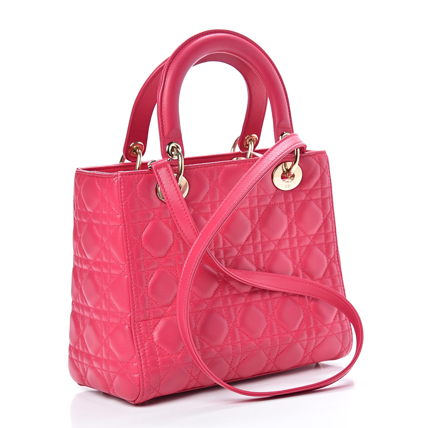 Lambskin Cannage Medium Lady Dior Fuchsia