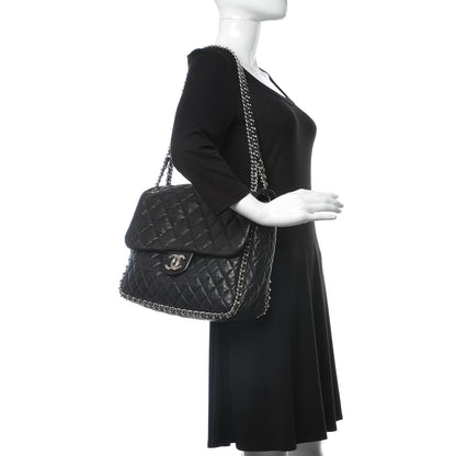 Chanel Washed Lambskin Quilted Maxi Chain Around Flap Black 2 of 9