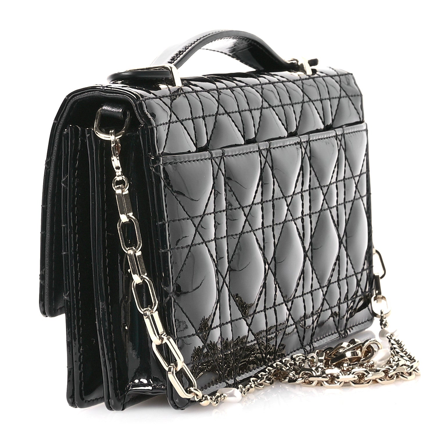 Christian Dior Patent Cannage Mini My Dior Bag Black 3 of 12