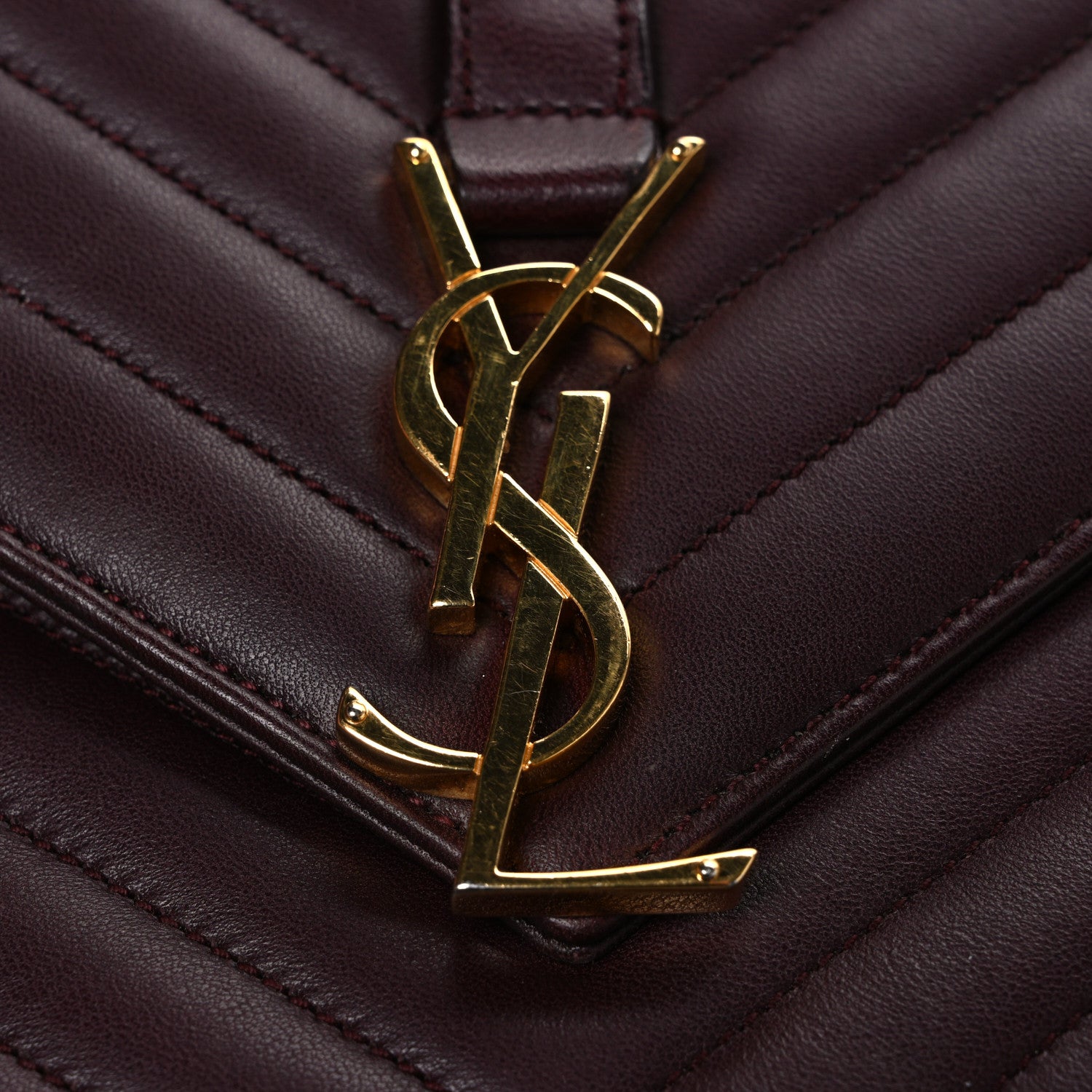Saint Laurent Lambskin Matelasse Chevron Medium Monogram Satchel Amaranto 11 of 11