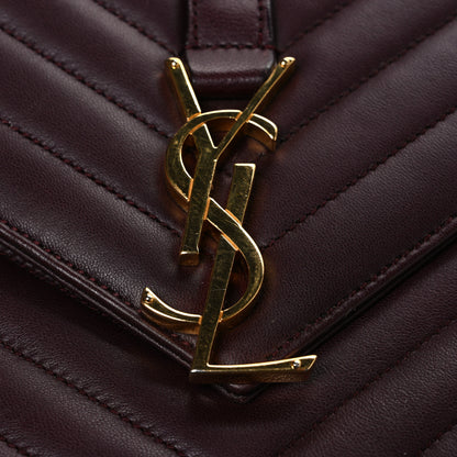 Saint Laurent Lambskin Matelasse Chevron Medium Monogram Satchel Amaranto 11 of 11