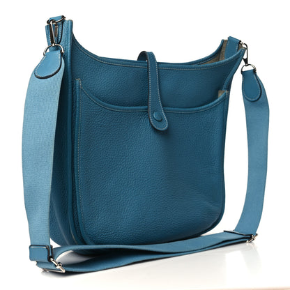 Hermes Taurillon Clemence Evelyne III GM Blue Jean 3 of 16