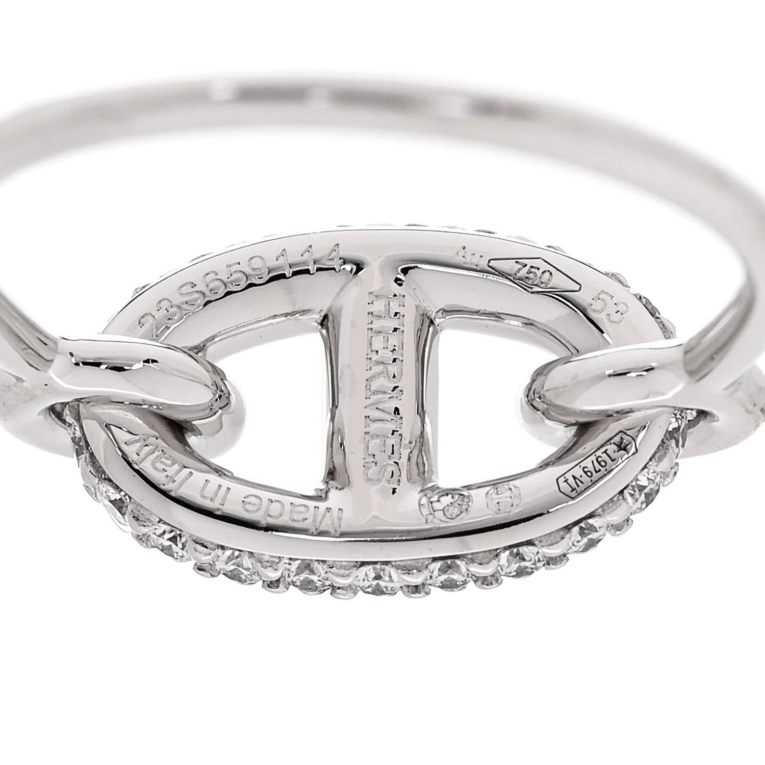 Hermes 18K White Gold Diamond New Farandole Ring 53 6.25 4 of 5