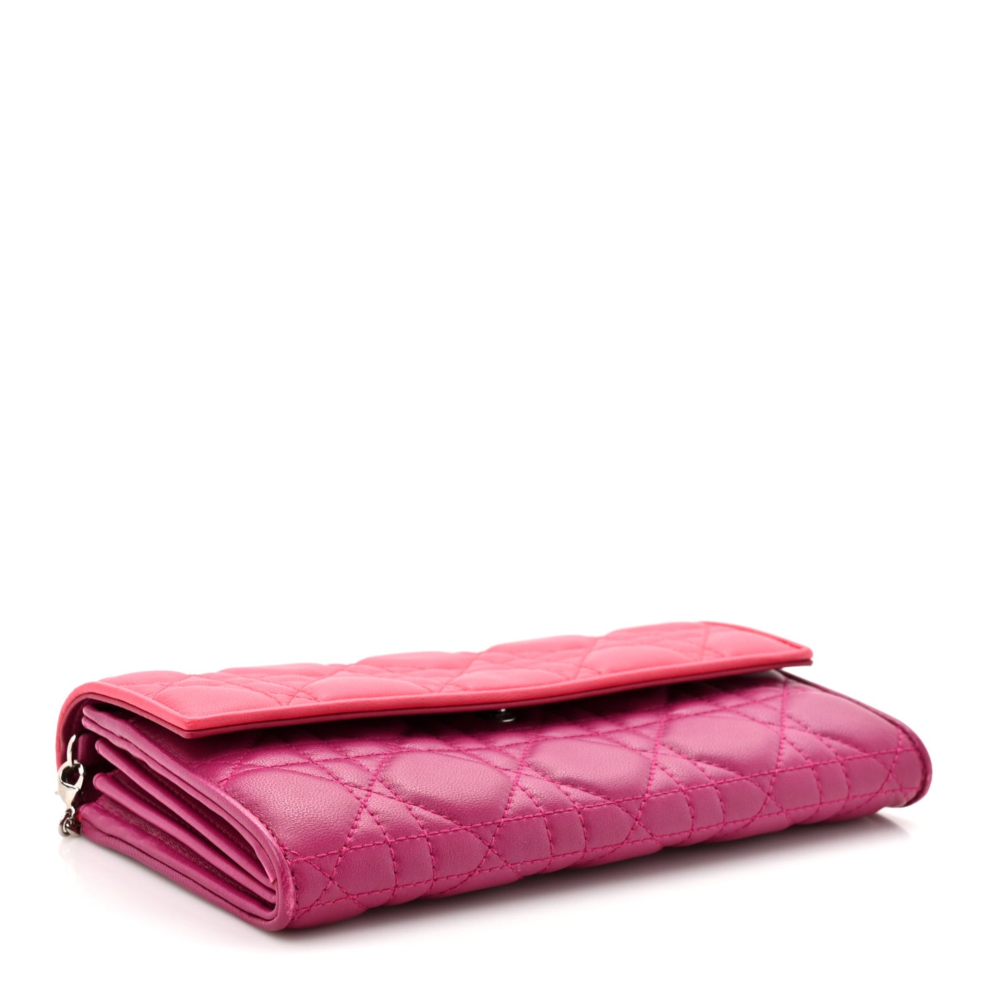 Lambskin Cannage Bi-Color Lady Dior Rendezvous Wallet On Chain Toxic Purple Pink