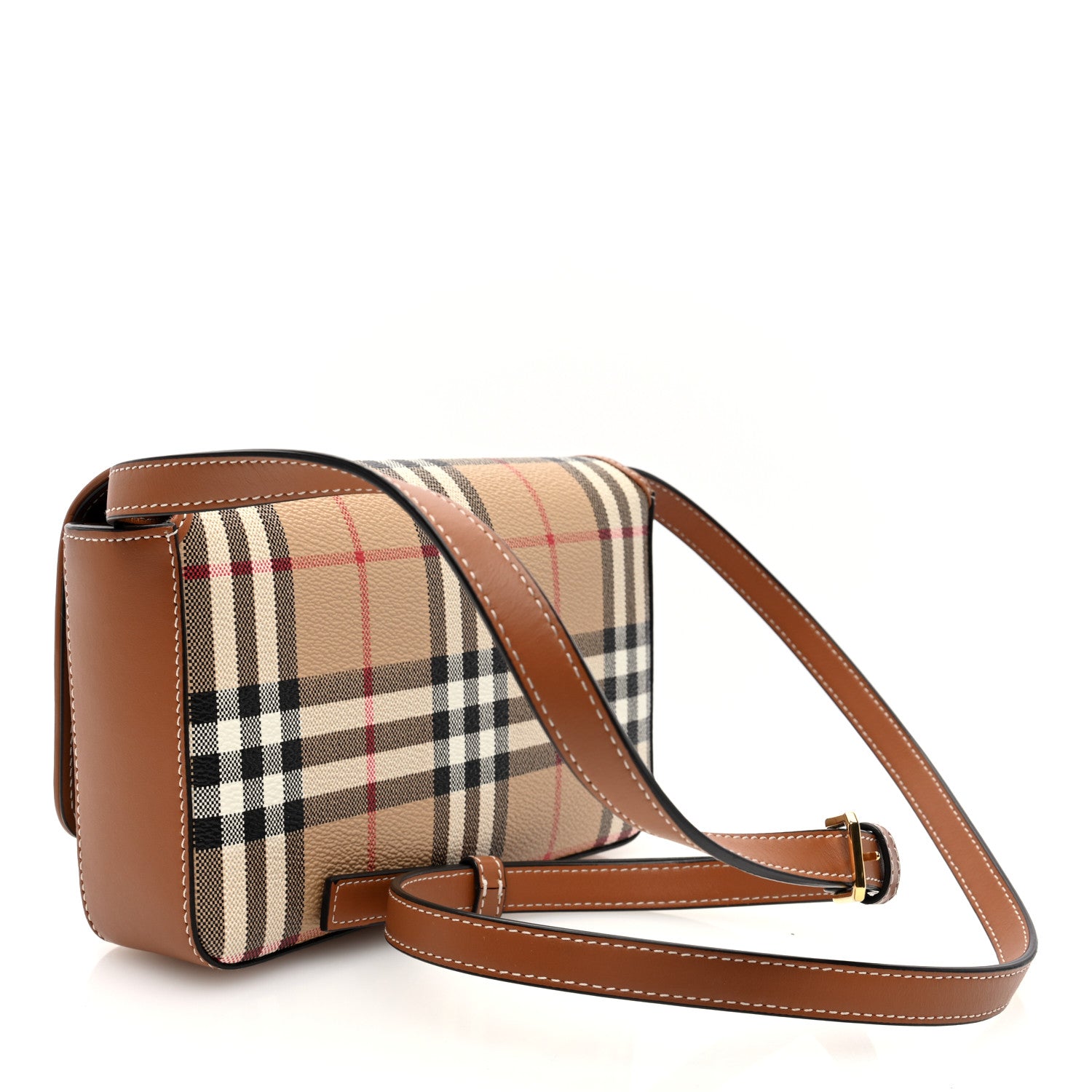 Burberry Calfskin Vintage Check Hampshire Bag Archive Beige 3 of 9