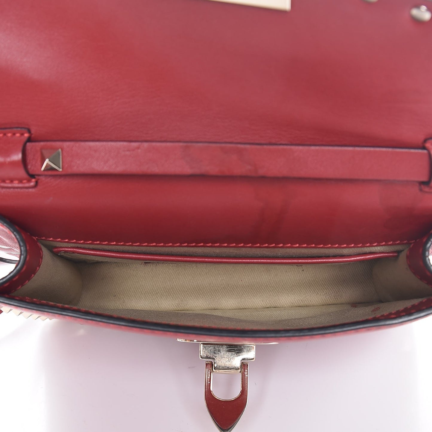 Vitello Rockstud Shoulder Flap Bag Rosso Valentino