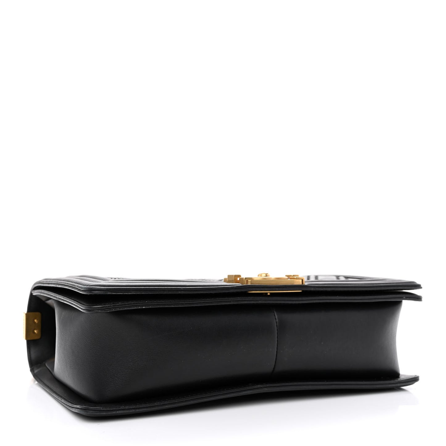 Calfskin Caviar Suede Chevron New Medium Boy Flap Black