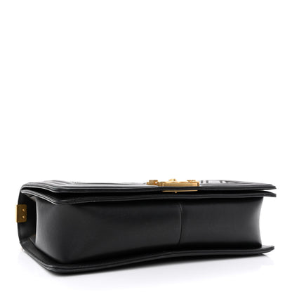 Chanel Calfskin Caviar Suede Chevron New Medium Boy Flap Black 4 of 10