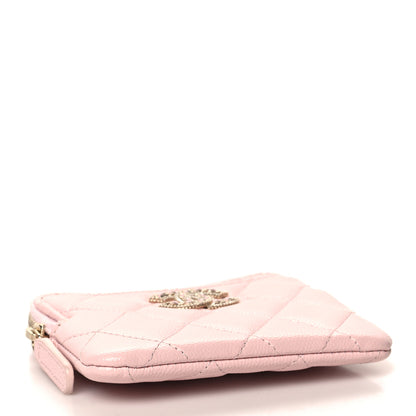 Chanel Caviar Quilted Crystal Zip Card Holder Wallet Light Pink 4 of 7