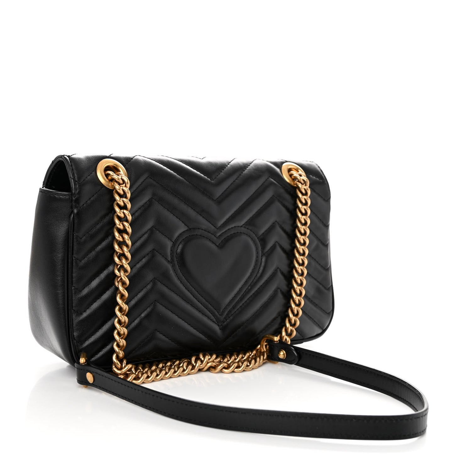 Calfskin Matelasse Small GG Marmont Shoulder Bag Black