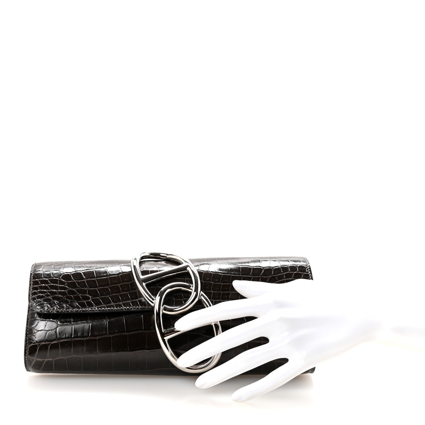 Shiny Niloticus Crocodile Egee Clutch Graphite
