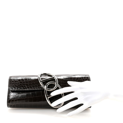 Hermes Shiny Niloticus Crocodile Egee Clutch Graphite 2 of 6