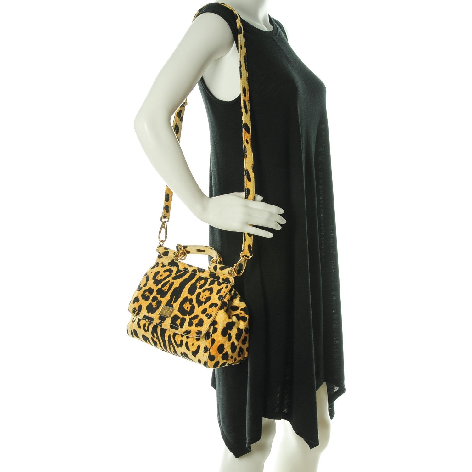 Dolce & Gabbana Canvas Leopard Print Small Miss Sicily Satchel 2 of 8