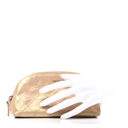 Chanel Metallic Aged Calfskin Quilted Palette Cosmetic Case Gold 2 of 9