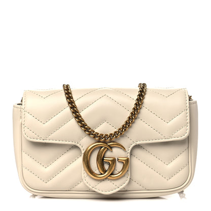Gucci Calfskin Matelasse Super Mini GG Marmont Shoulder Bag White 1 of 10
