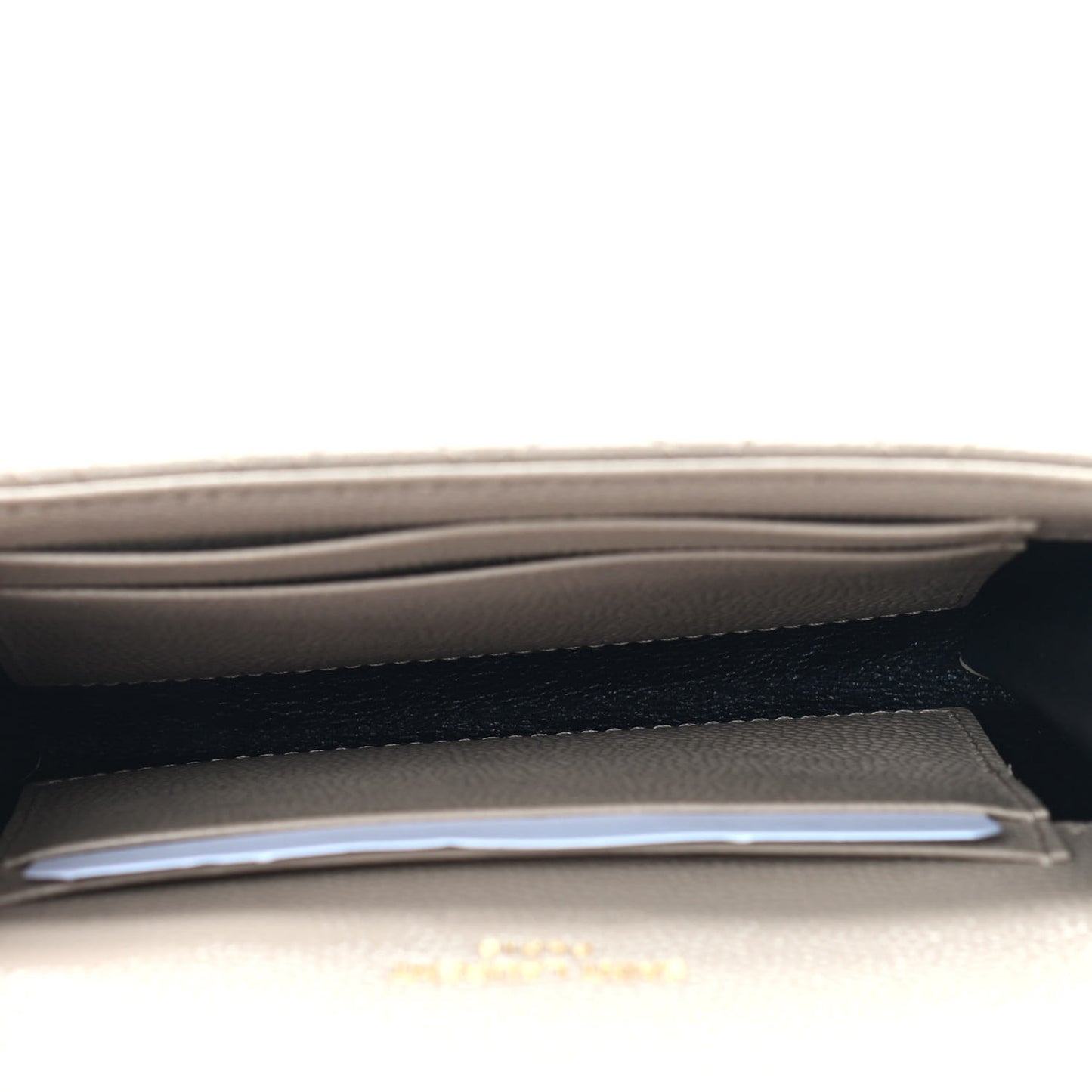 Grain De Poudre Textured Mixed Matelasse Triquilt Small Monogram Envelope Wallet Dark Beige