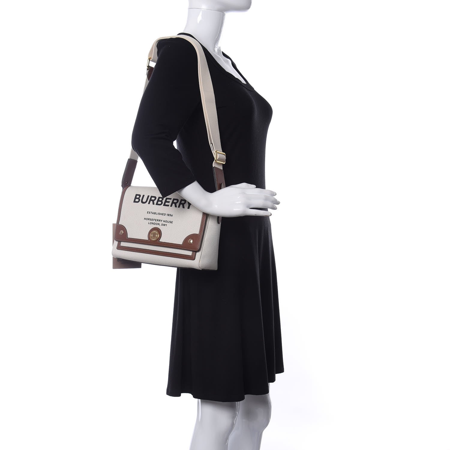 Burberry Canvas Horseferry Print Note Crossbody Bag Natural Tan 2 of 9
