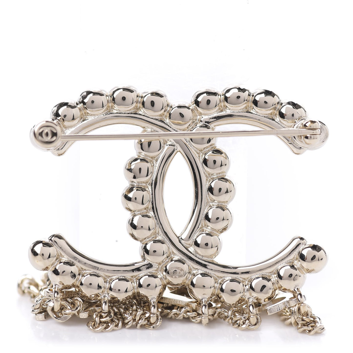 Metal Crystal Bow-tiful CC Chain Brooch Gold