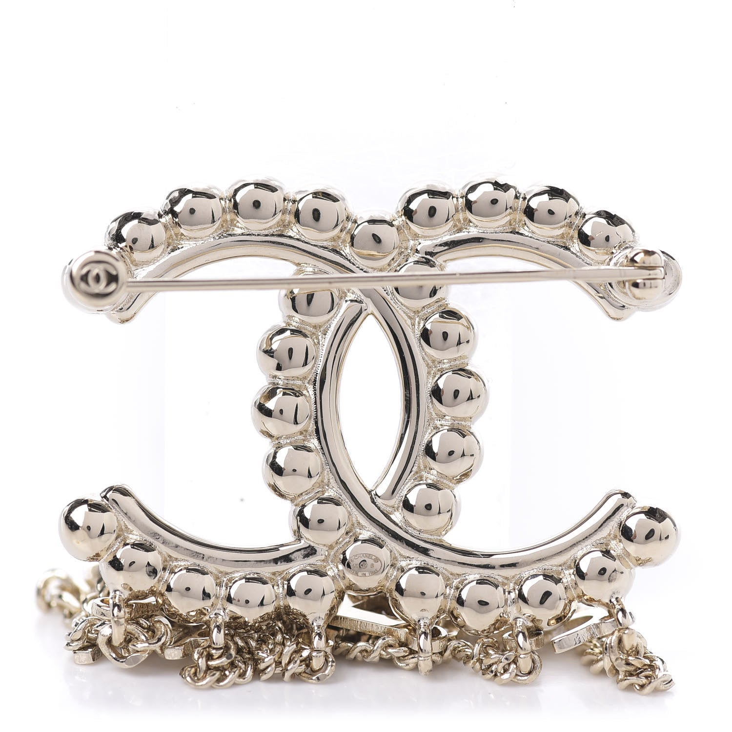 Chanel Metal Crystal Bow-tiful CC Chain Brooch Gold 2 of 3