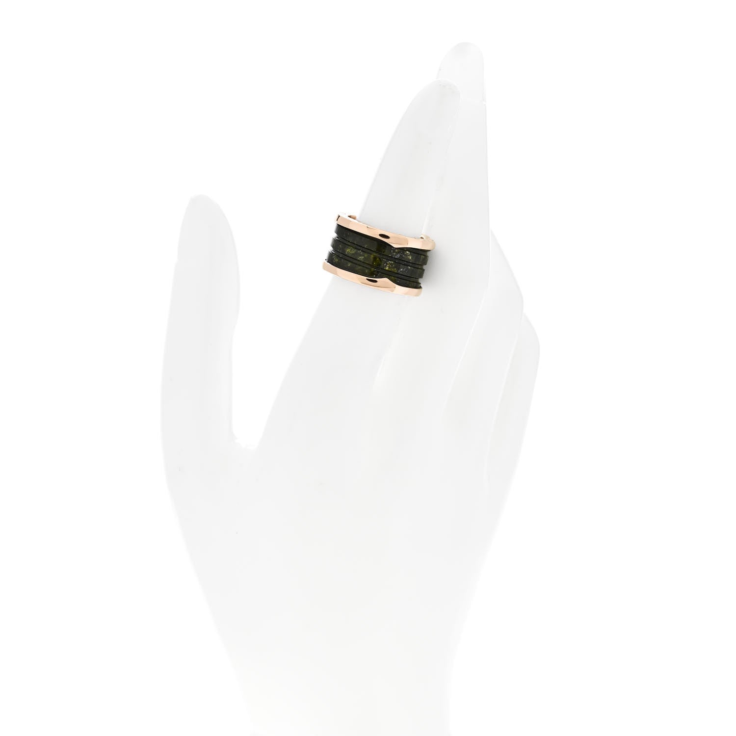 Bulgari 18K Rose Gold Green Marble B.Zero1 Ring 53 6.5 2 of 5