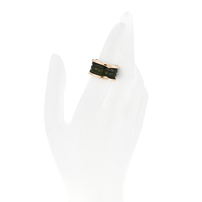 Bulgari 18K Rose Gold Green Marble B.Zero1 Ring 53 6.5 2 of 5