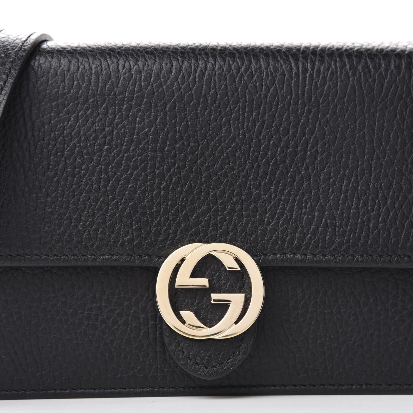 Dollar Calfskin Interlocking G Chain Wallet Black