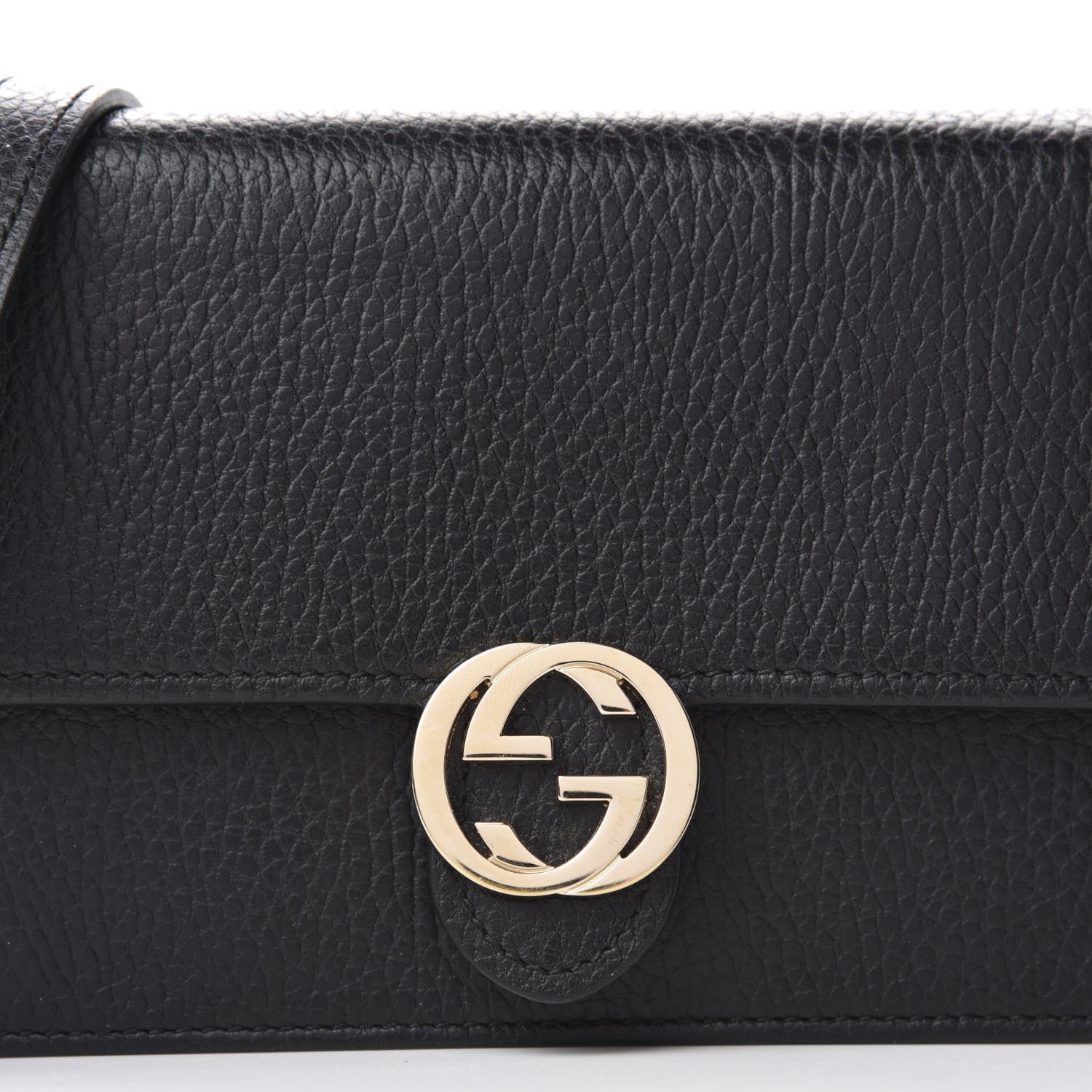Gucci Dollar Calfskin Interlocking G Chain Wallet Black 10 of 11
