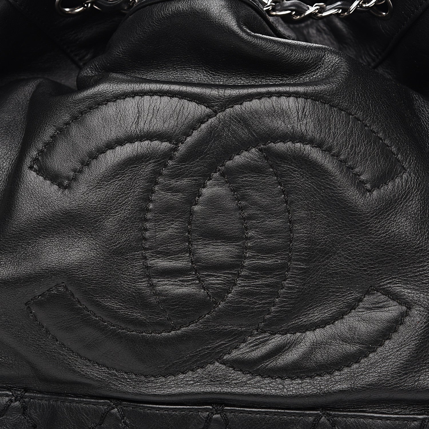 Chanel Calfskin Drawstring CC Bucket Bag Black 11 of 11