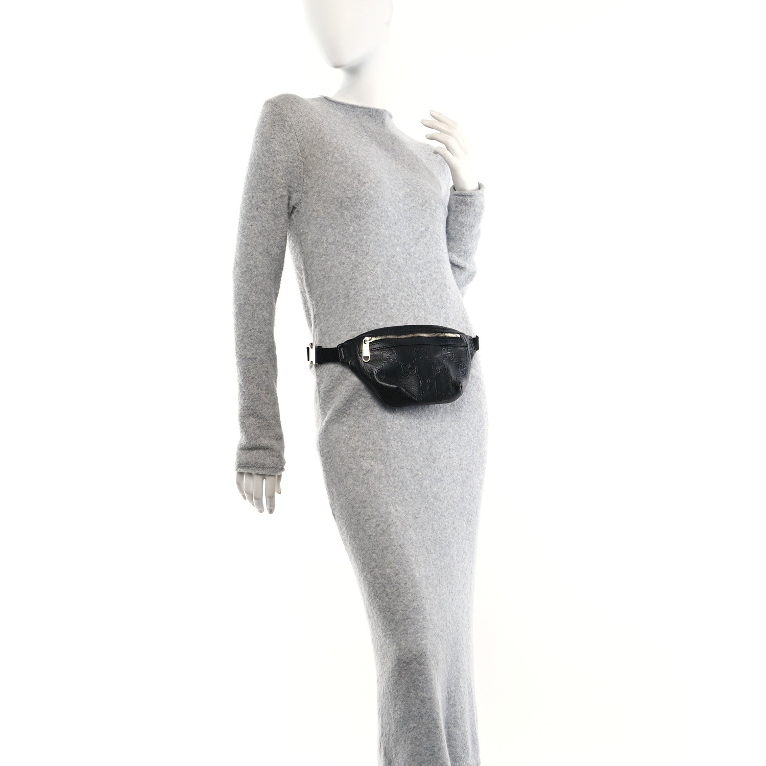 Gucci Calfskin GG Tennis Embossed Belt Bag Black 2 of 11