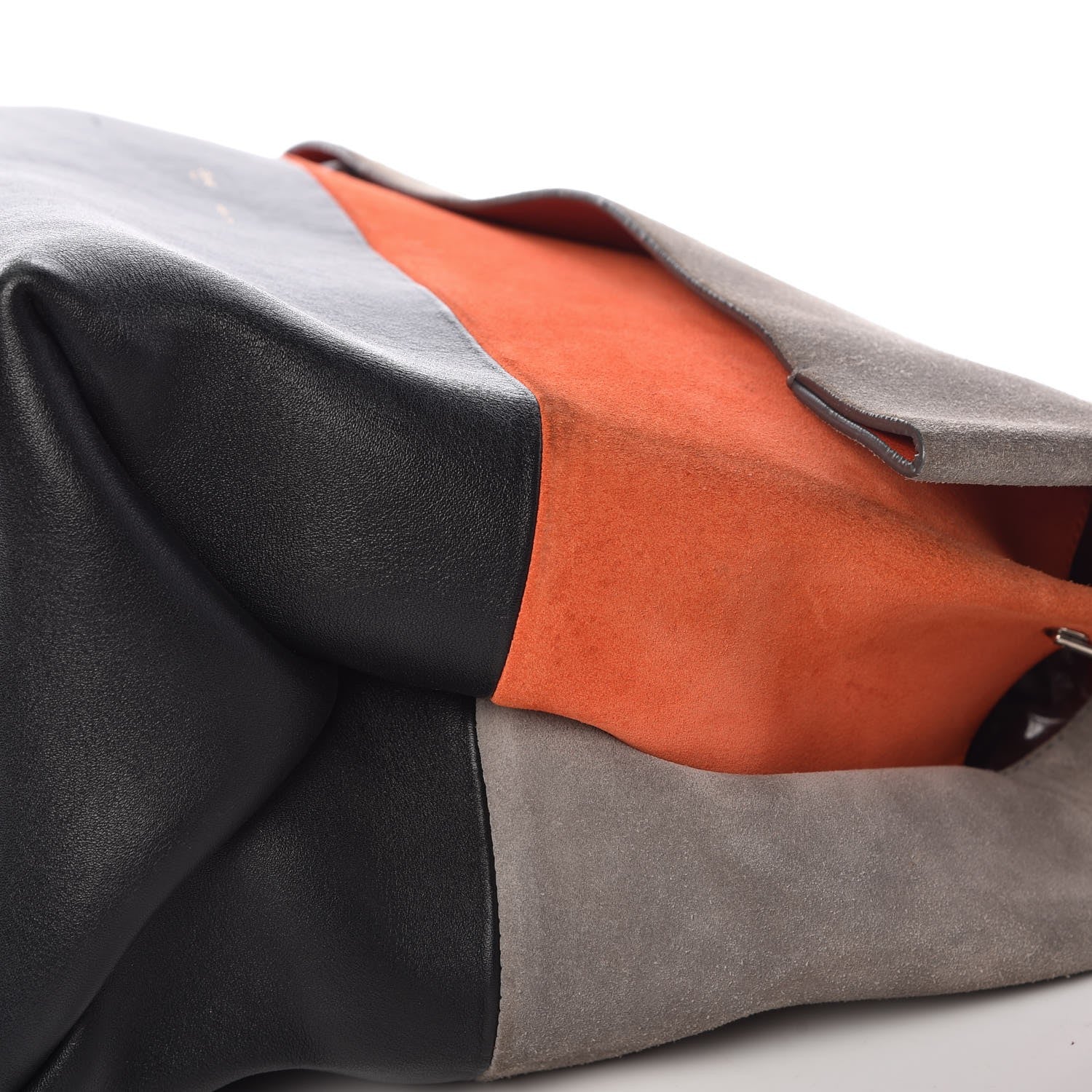 Celine Calfskin Suede All Soft Shoulder Bag Grey Bright Orange Black 13 of 15