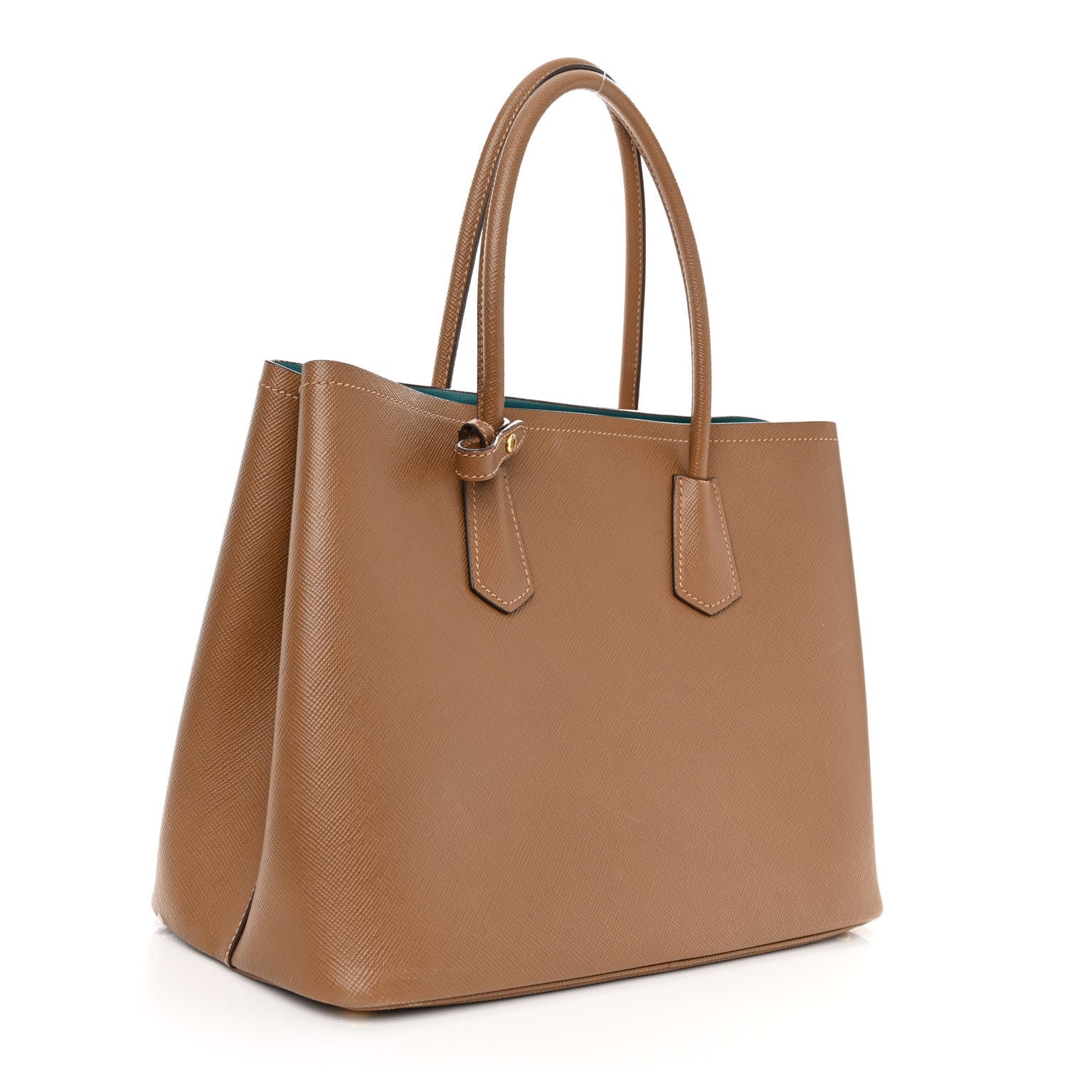 Prada Saffiano Cuir Medium Double Bag Cannella Turchese 3 of 10