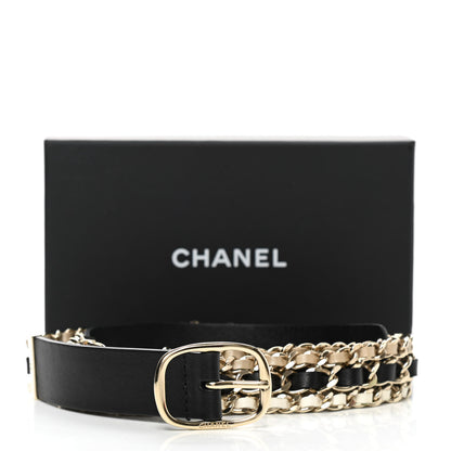 Chanel Calfskin CC Triple Row Chain Belt 90 36 Gold Black White 9 of 9