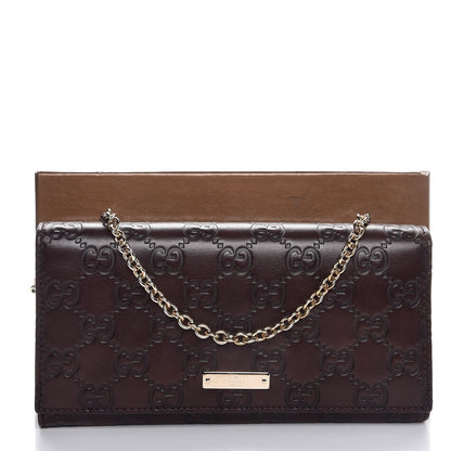 Gucci Guccissima Margaux Calfskin Metal Bar Chain Wallet Chocolate 9 of 9